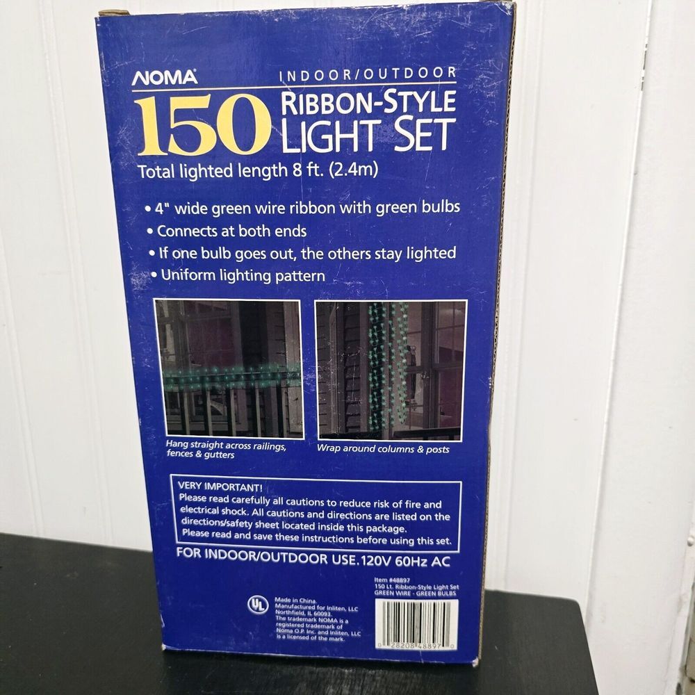 NIB Green 150‎ Light Set Indoor/Outdoor Ribbon Style Tree Lights